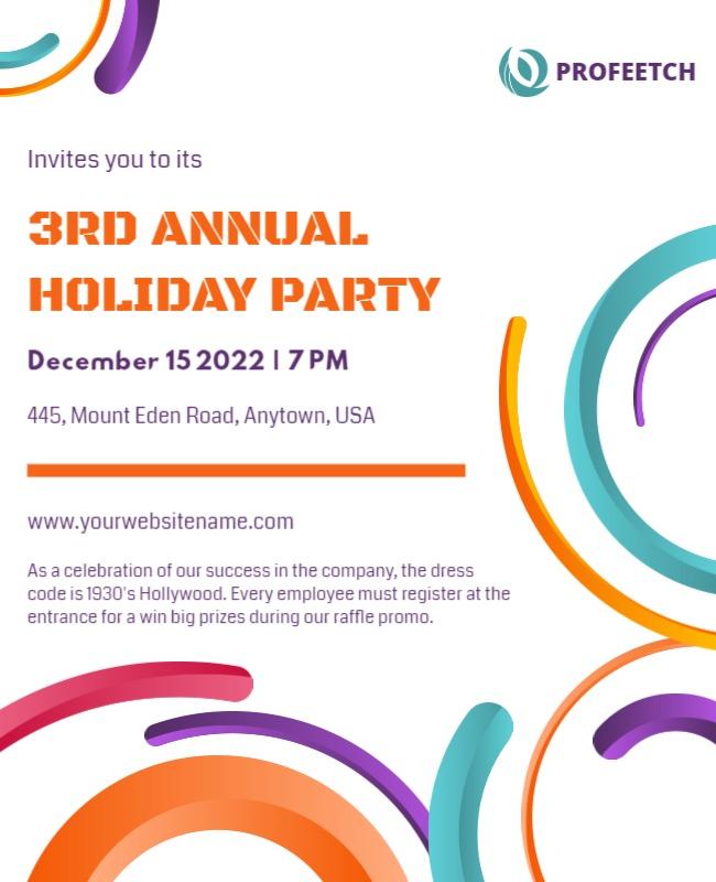 Annual Holiday Party Invitation Flyer Template