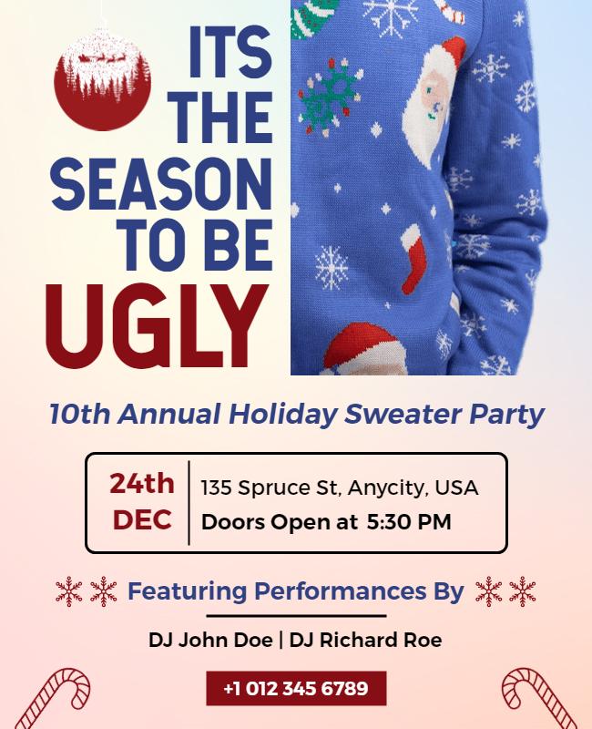 Annual Holiday Ugly Sweater Party Flyer Template