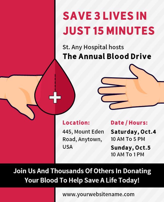 Annual Hospital Blood Drive Event Flyer Template