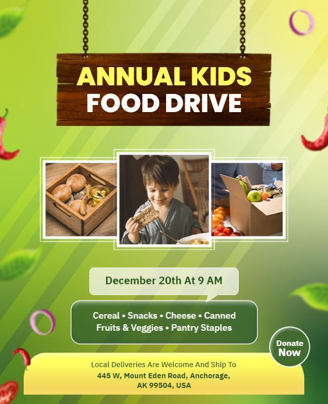 Annual Kids Food Drive Event Flyer Template