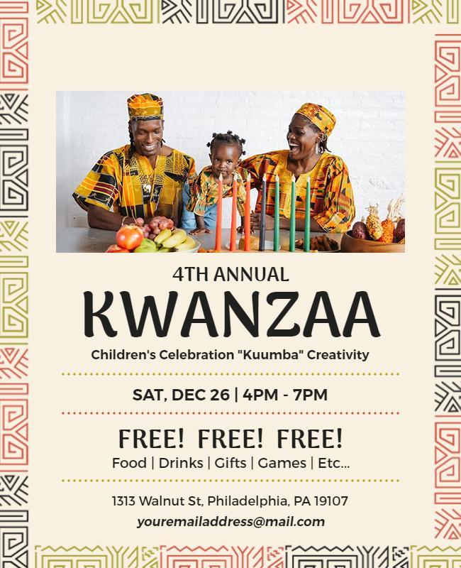 Annual Kwanzaa Childrens Celebration Event Flyer Template