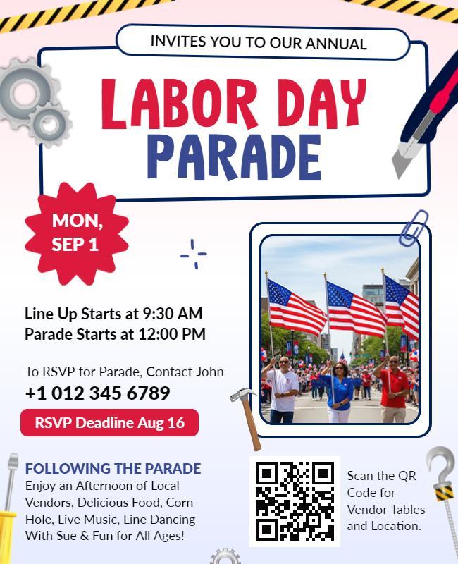 Annual Labor Day Parade Celebration Flyer Template