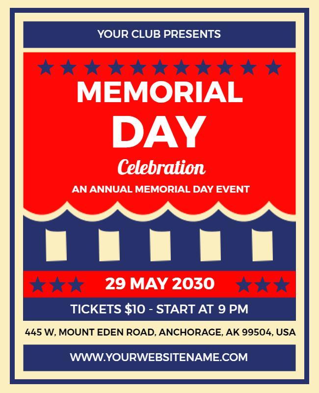 Annual Memorial Day Celebration Event Flyer Template