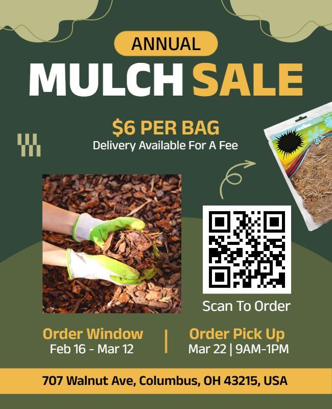 Annual Mulch Sale with QR Code Ordering Flyer Template