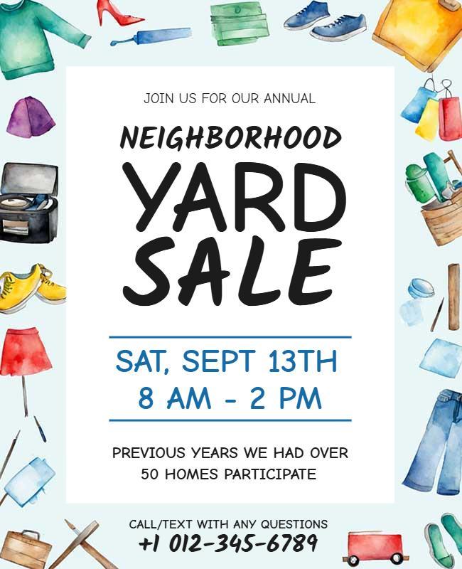 Annual Neighborhood Yard Sale Event Flyer Template