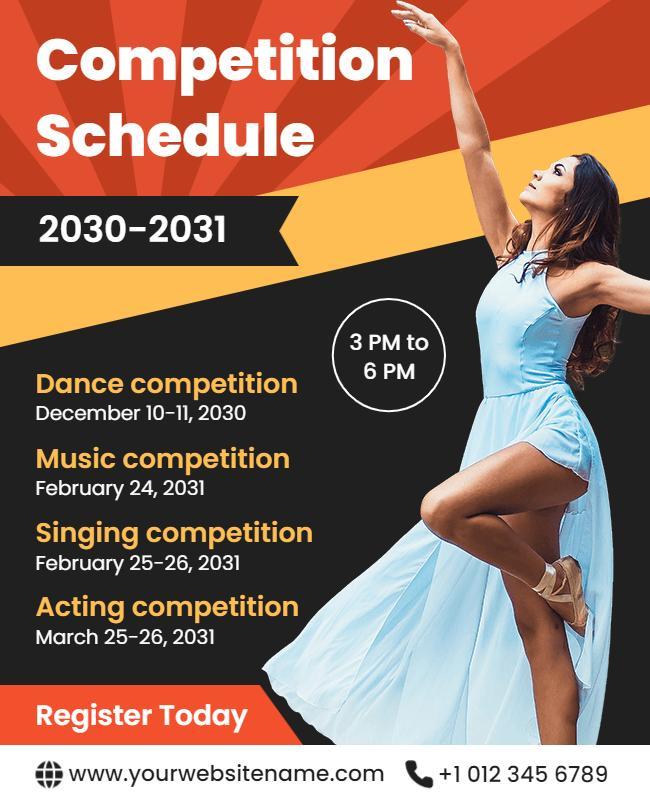 Annual Performing Arts Competition Schedule Flyer Template