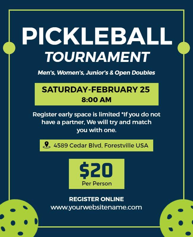 Annual Pickleball Tournament Event Flyer Template