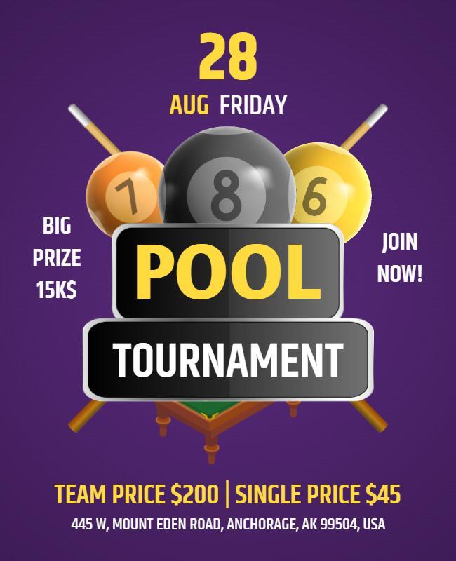 Annual Pool Tournament Competition Flyer Template