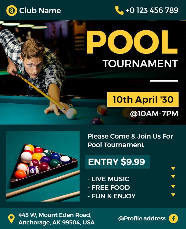 Bold Green Pool Tournament Event Flyer Template