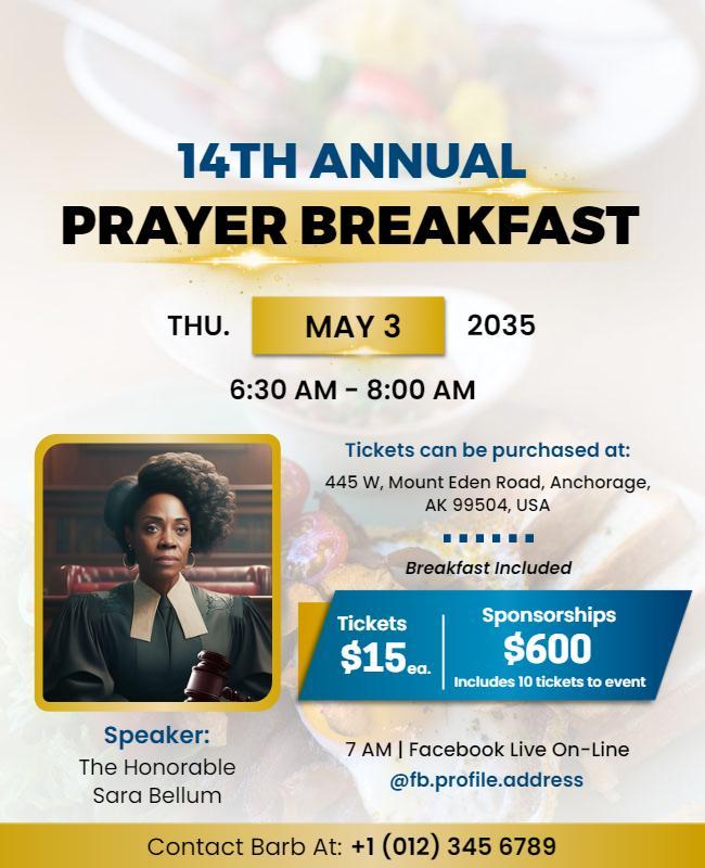 Bold Modern Prayer Breakfast Event Flyer Template