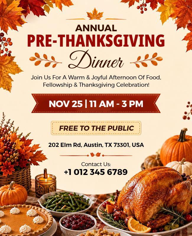 Annual Pre-Thanksgiving Dinner Celebration Flyer Template