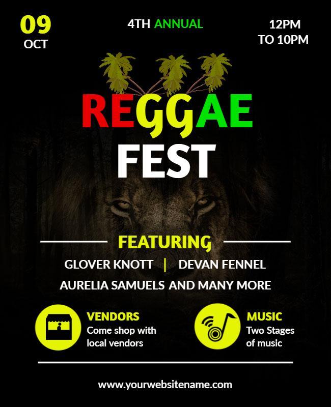 Annual Reggae Music Festival Flyer Template