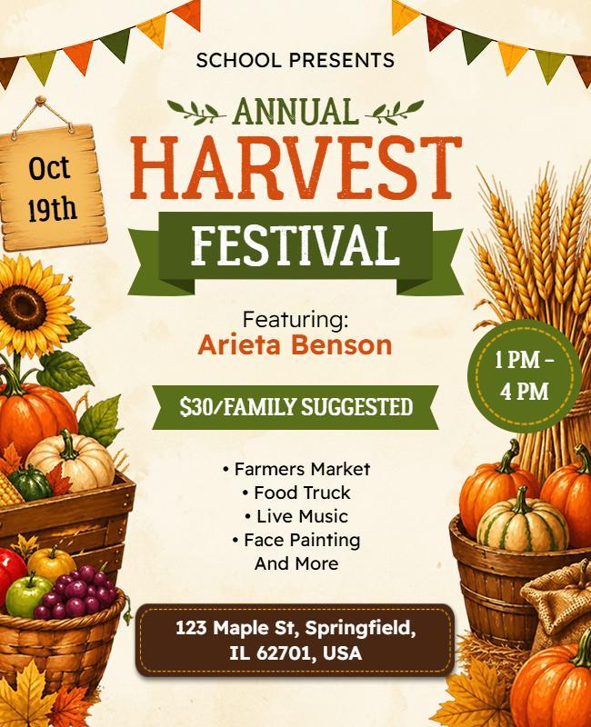 Annual School Harvest Festival Poster Template
