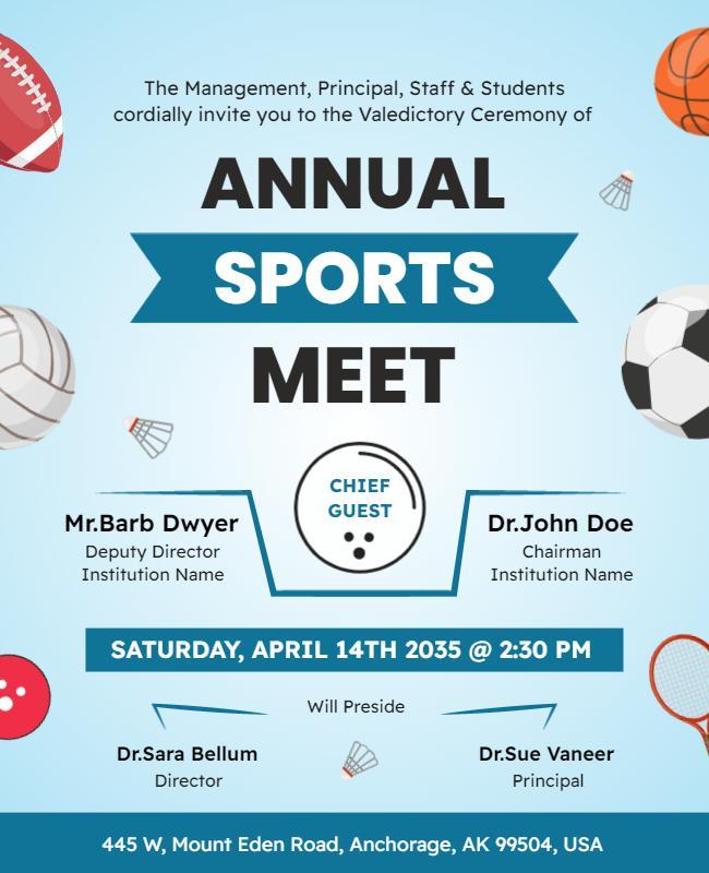 Annual School Sports Meet Invitation Flyer Template