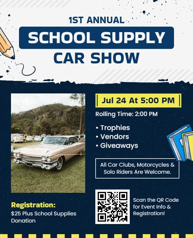 Annual School Supply Car Show Flyer Template