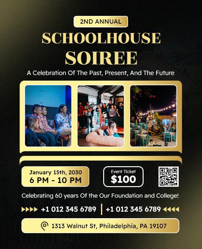 Annual Schoolhouse Soiree Celebration Flyer Template