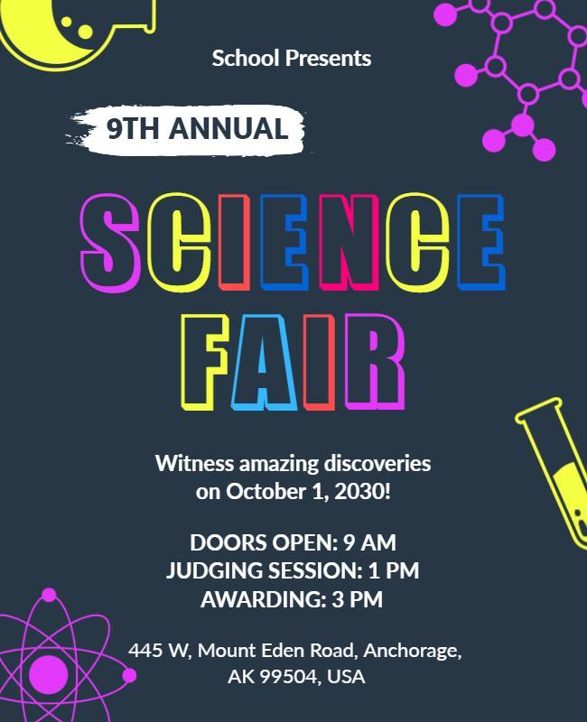 Annual Science Fair Event Announcement Flyer Template