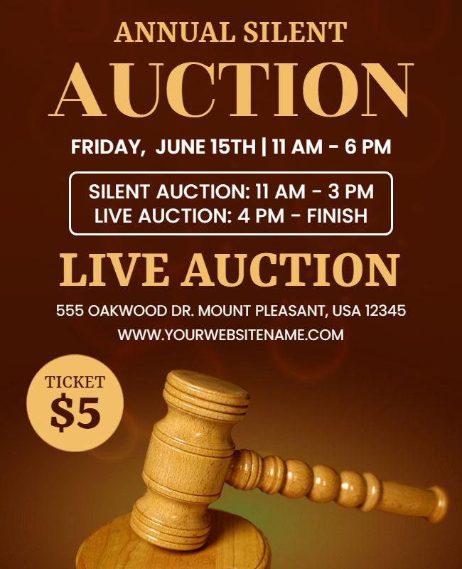 Annual Silent and Live Auction Event Flyer Template