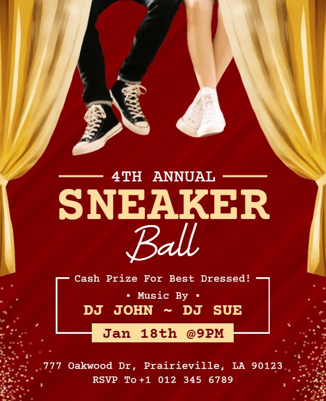 Festive Red Sneaker Ball Special Event Flyer Template