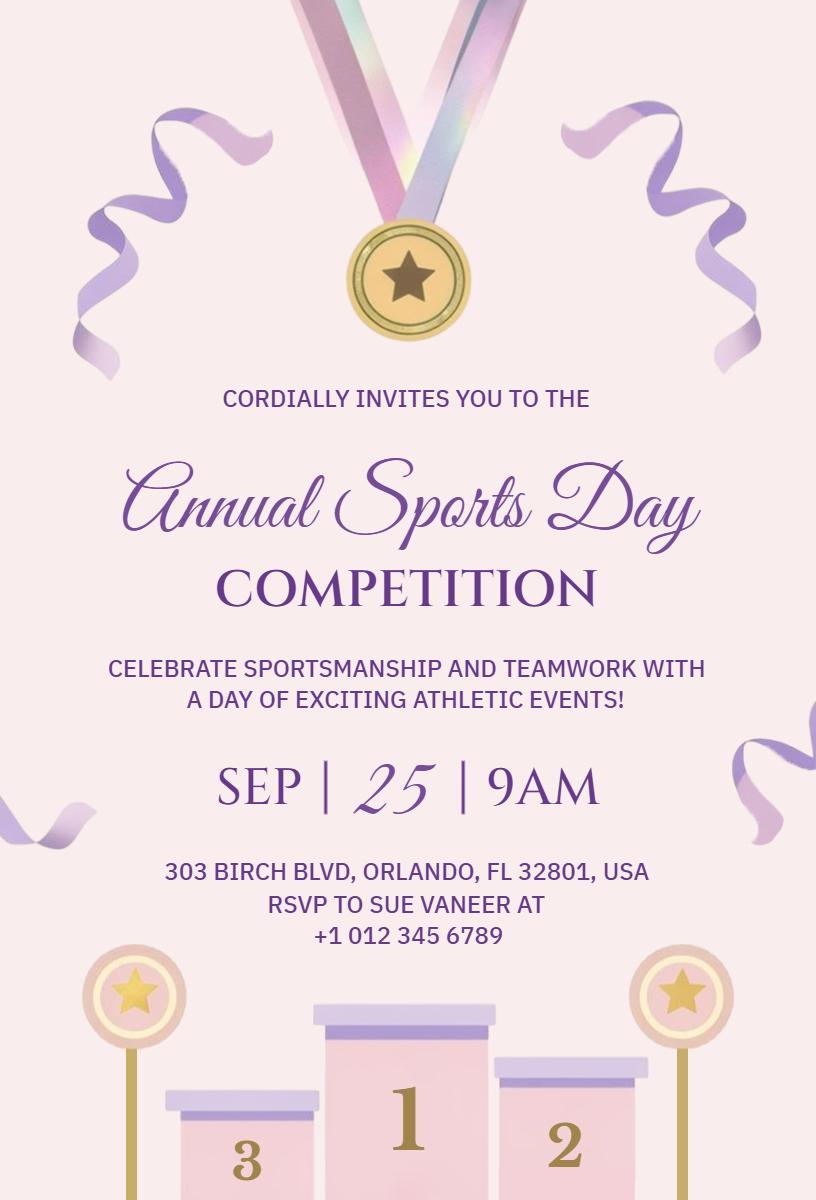 Annual Sports Day Competition Celebration Invitation Template