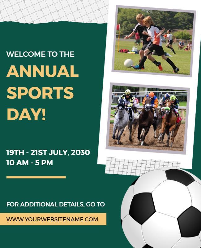 Dynamic Green Sports Day Celebration Flyer Template