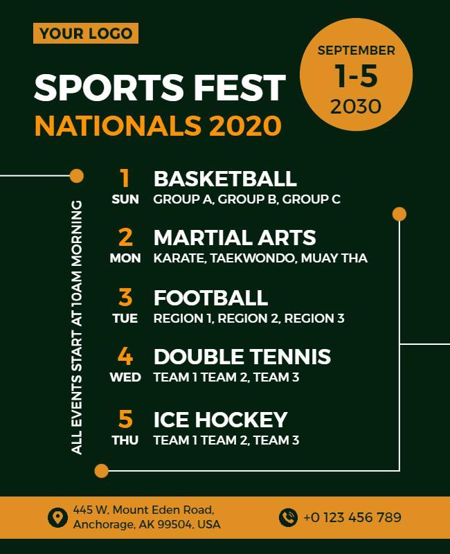 Annual Sports Festival Event Schedule Flyer Template