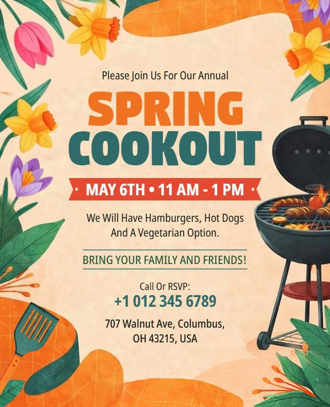 Annual Spring Cookout Invitation Flyer Template