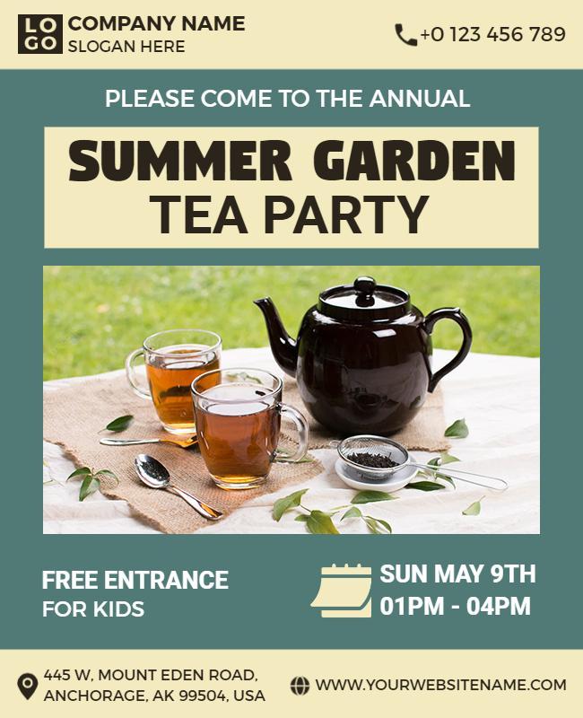 Annual Summer Garden Tea Party Flyer Template