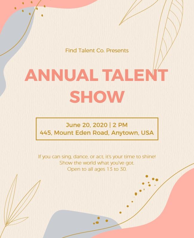 Playful Pastel Annual Talent Show Event Flyer Template