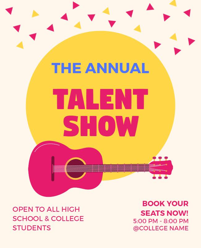 Annual Talent Show with Guitar Graphic Flyer Template