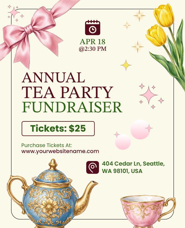 Annual Tea Party Fundraiser Event Flyer Template