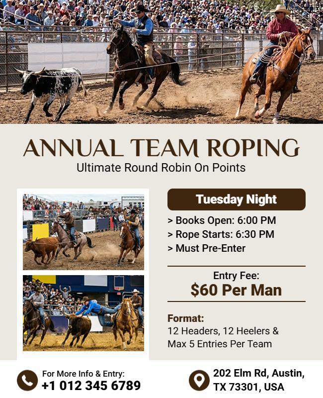Annual Team Roping Event Flyer Template