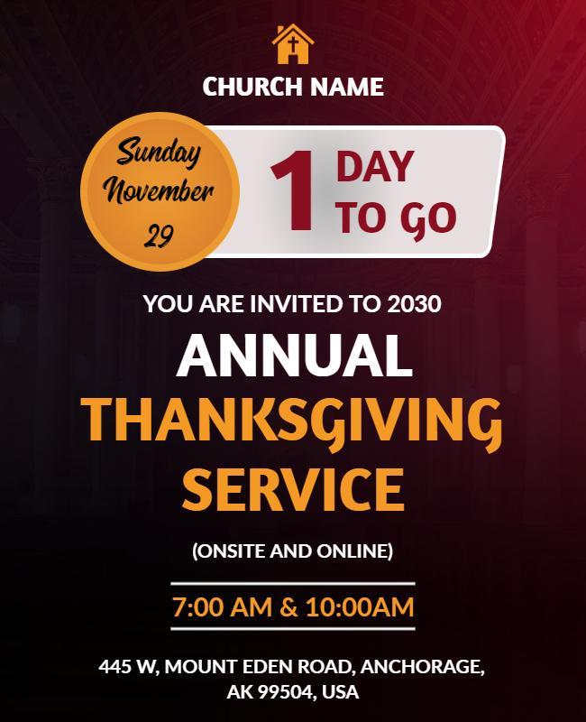 Annual Thanksgiving Church Service Flyer Template