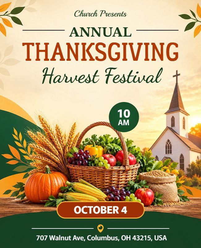 Annual Thanksgiving Harvest Festival Poster Template