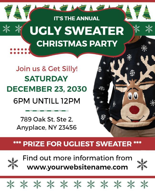 Annual Ugly Sweater Christmas Party Flyer Template