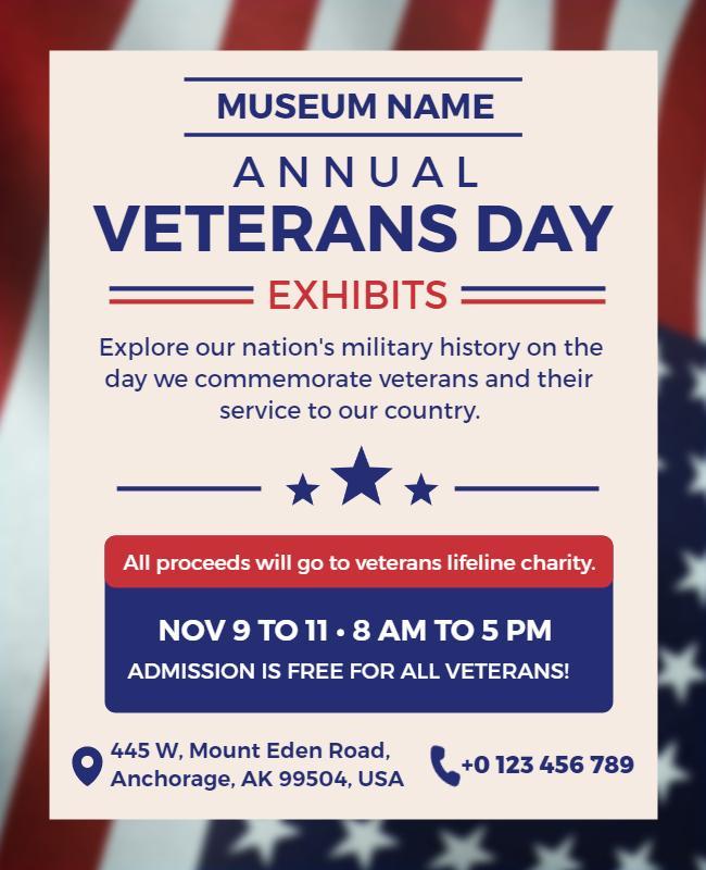 Annual Veterans Day Museum Exhibits Flyer Template