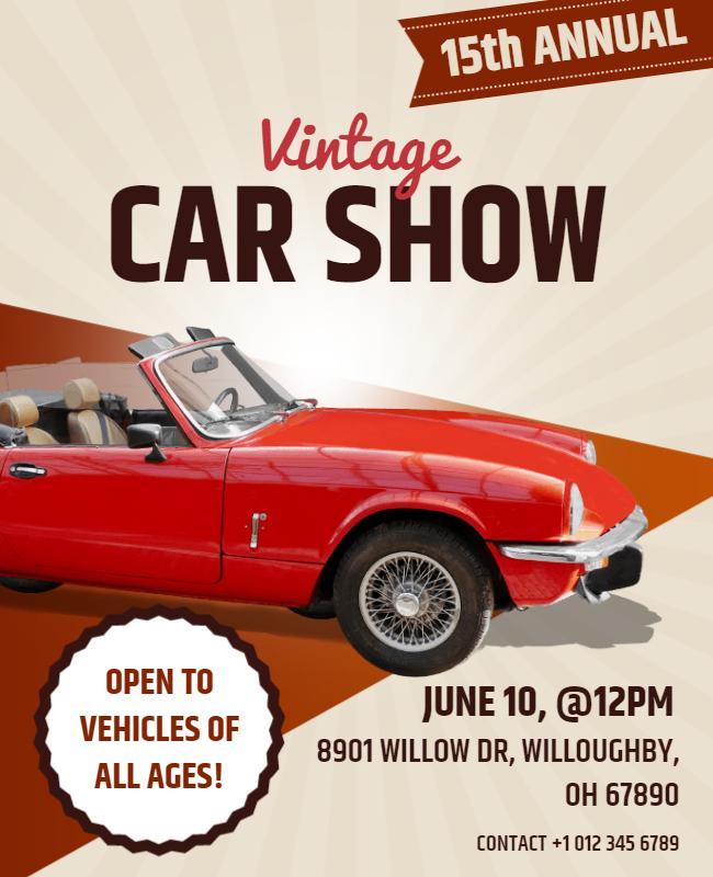 Annual Vintage Car Show Event Flyer Template