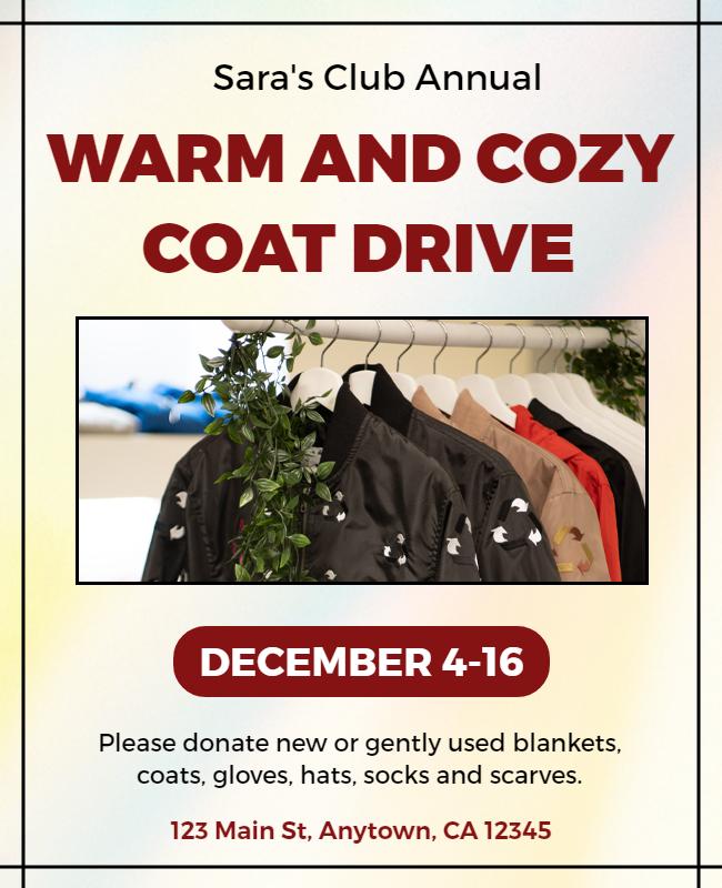 Annual Warm and Cozy Coat Drive Flyer Template