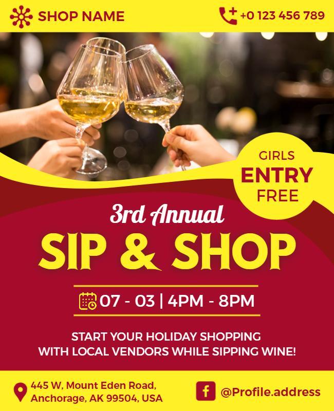 Annual Wine Tasting and Shopping Event Flyer Template