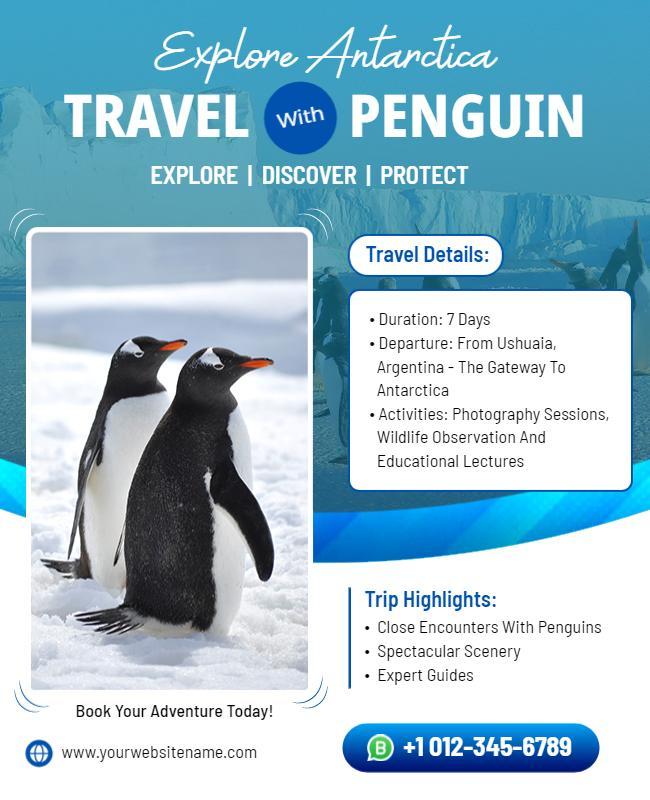 Antarctic Penguin Exploration Travel Flyer Template