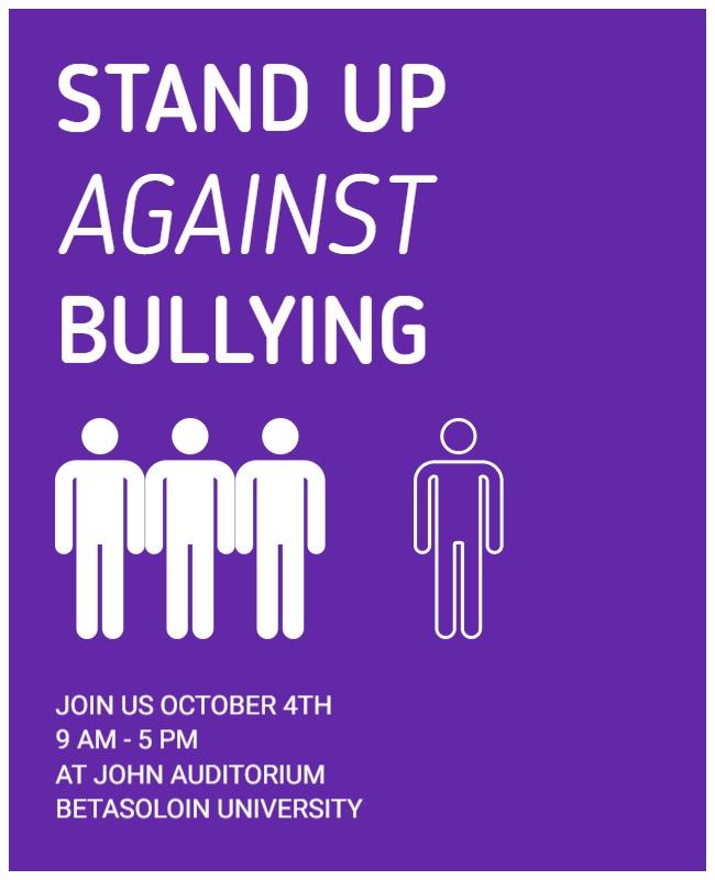 Bold Purple Anti-Bullying Awareness Event Flyer Template