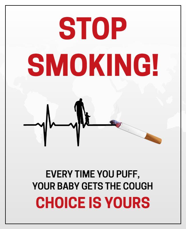 Bold Red Anti-Smoking Health Awareness Flyer Template