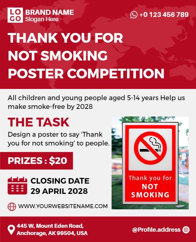 Anti Smoking Awareness Competition Event Flyer Template