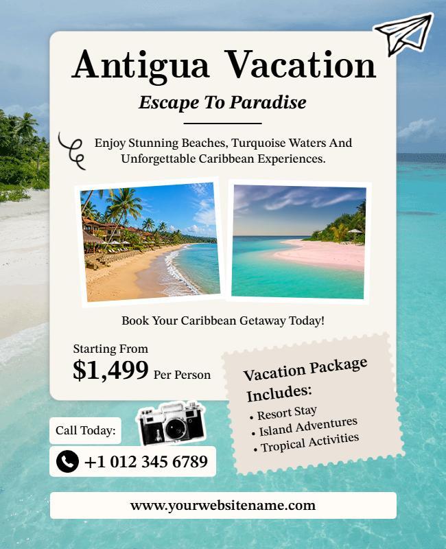 Antigua Vacation Promotion Flyer Template