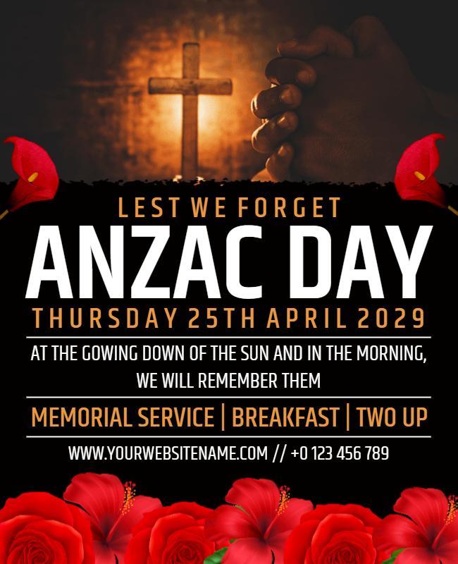 Anzac Day Memorial Service Flyer Template