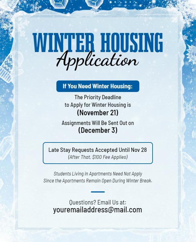 Apartment Winter Housing Application Flyer Template