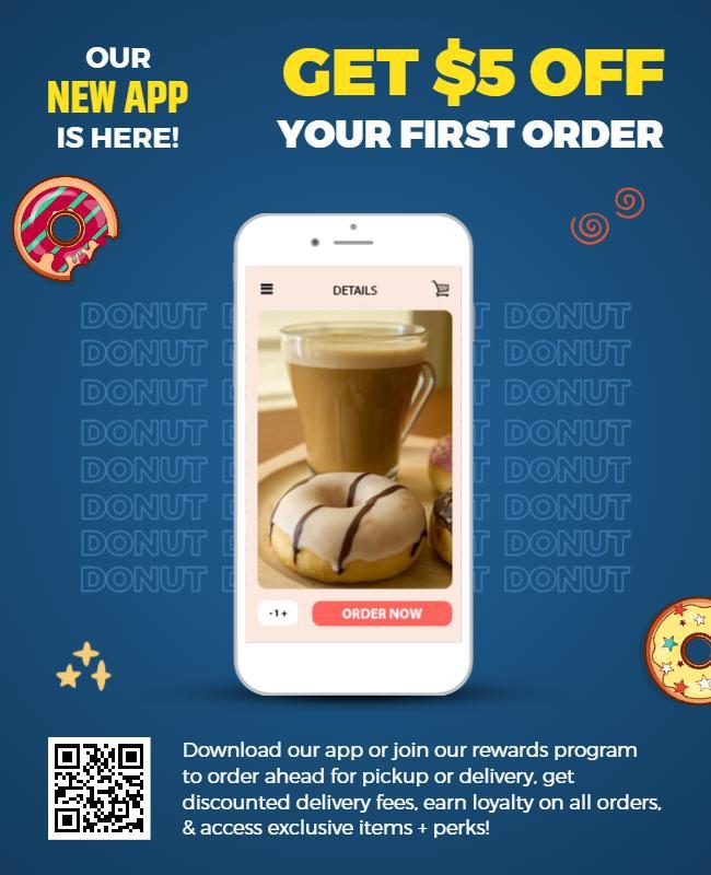 App Launch Donut Promotion Flyer Template