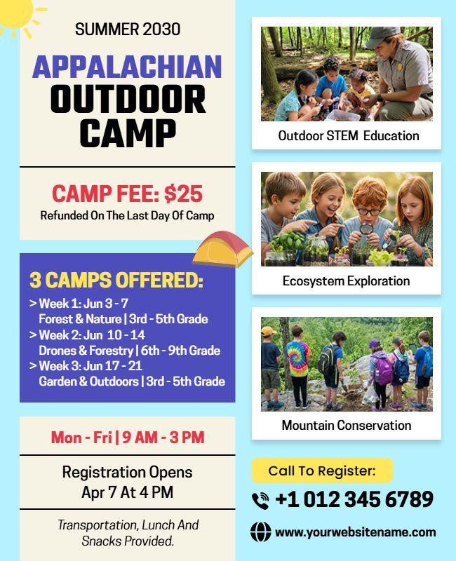 Appalachian Outdoor Educational Camp Flyer Template