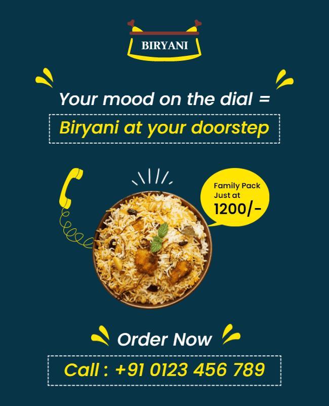 Appealing Biryani Delivery Family Pack Order Poster Template