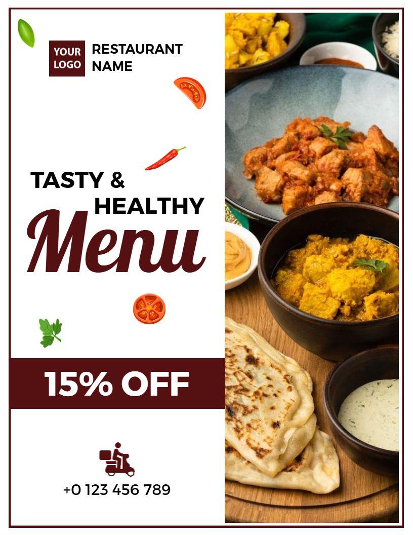 Appetizing Entrees and Savory Steaks Featured Restaurant Menu Template
